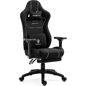 Dowinx Chaise Gaming Tissu Fauteuil de Bureau Game PC avec Repose Pieds, Chaise Gamer avec Support Lombaire de Massage, Ergonomique Siege Gamer avec Appui tête, Noir - Publicité