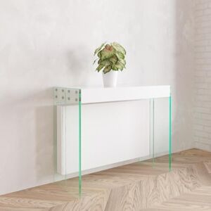 VE.CA.s.r.l. Table console extensible Crystal avec porte-rallonges en verre – extensible de 40 cm 250 cm, en 10 couleurs bois – ameublement cuisine maison design (blanc ludique) - Publicité