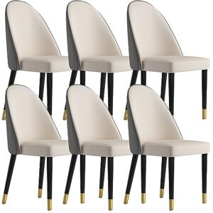 CEMELI Lot de 6 chaises de salle à manger modernes en cuir microfibre pour coiffeuse de cuisine, chaises de maquillage, tables et chaises de ménage (couleur : blanc riz + gris ciment) - Publicité