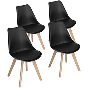 H.J WeDoo Lot de 4 chaises de Salle à Manger scandinaves, Chaises Rétro Bois de hêtre Massif- Noir - Publicité
