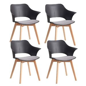 BenyLed Lot de 4 chaises de Salle à Manger avec accoudoir ; chaises de Cuisine avec Assise en Tissu ; Design Ergonomique du Dossier Creux (Noir) - Publicité