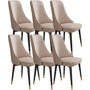 JIESOO Lot de 6 chaises de salle à manger rembourrées modernes avec housse en cuir synthétique souple, siège coussin et pieds en métal, chaises d'appoint de salon (couleur : kaki, taille : pieds - Publicité