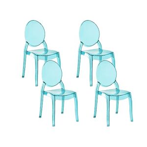 Beliani Lot 4 Chaises Vintage en Plastique Bleu Transparent Design Tendance et Confort d'Assise Optimal pour Salle à Manger ou Salon Rétro ou Glamour - Publicité
