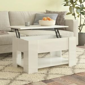 PABURNI Table basse en bois de style ancien massif pour café, salon, salle à manger, style industriel moderne, durable et joli, blanc brillant, 79 x 49 x 41 cm - Publicité