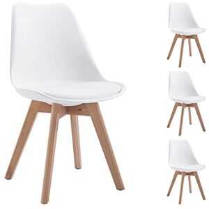 IDIMEX Lot de 4 chaises de Salle à Manger Abby Style scandinave Design Nordique avec piètement en Bois Massif, siège Coque rembourré en Plastique Blanc - Publicité