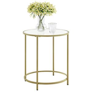 VASAGLE Table d’Appoint Ronde, Dessus en Verre Trempé, Cadre en Métal, Bout de Canapé, Table Console, Table de Chevet, pour Salon, Balcon, Doré et Transparent LGT20G - Publicité