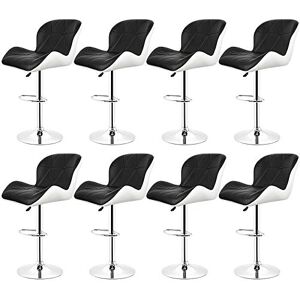 YJIIJY Lot de 8 Tabourets de Bar, Chaises Rotatives avec Hauteur Réglable, Tabourets de Bar en Simili Cuir, Tabouret de Bar réglable en Hauteur, Chaise Haute pour Bar avec Dossier siège rembouré (8) - Publicité