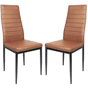 DDMINE Chaises de Salle à Manger, Lot de 2 Chaise Salle a Manger, Chaise Cuisine Moderne, Siege Rembourre Epais, Dossier Haut, Chaise de Salle à Manger Confortable, Simili Cuir (2, Brun) - Publicité