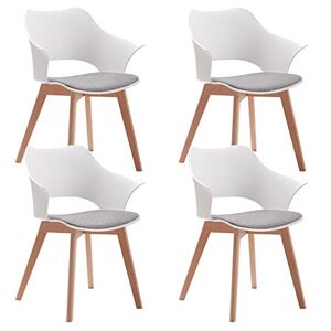 BenyLed Lot de 4 chaises de Salle à Manger avec revêtement en Tissu ; Chaises de Salon Chaises Longues Design sculpté en Creux avec accoudoir (Blanc) - Publicité