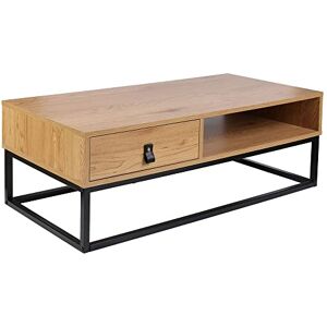 HOME DECO FACTORY Bois Et Metal Abbott Mobilier Bureau Table Basse Appoint, Polyester, Naturel Noir, 100 x 50 x 36 - Publicité