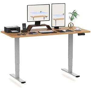 FLEXISPOT EC5 Pro Bureau Assis-Debout 140 x 80 cm, Bureau Réglable en Hauteur avec Trois Colonnes & Double Moteur Bureau avec Commande à Mémoire et Soft Start/Stop (Plateau érable+Cadre Gris) - Publicité