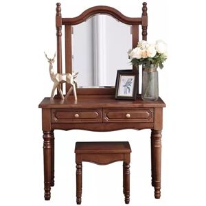 WJIHUYU Coiffeuse en Bois Massif de Style Rustique, Commode Vintage américaine avec tiroirs et Tabouret pour Chambre de Fille, Petit Espace - Publicité