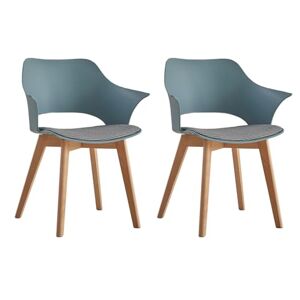 BenyLed Lot de 2 chaises de salle à manger avec accoudoir ; chaises de cuisine avec assise en tissu ; design ergonomique du dossier creux (Azurro) - Publicité