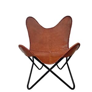 GifteQ Chaise en cuir de vachette imprimé papillon pour salon, chaise pliante vintage relaxante pour petits espaces, maison, bureau, chambre à coucher (marron clair) - Publicité