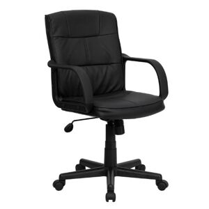 Flash Furniture Mid-Back Cuir Noir Fauteuil de Bureau pivotant avec Bras en Nylon - Publicité