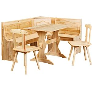 Inter Link Ensemble de coin repas Ensemble de bancs Table chaises Banc Table de salle à manger Banc d'angle Banc Banc d'angle avec espace de rangement Bois massif Tirol Naturel laqué - Publicité