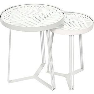 HOME DECO FACTORY HD7197 Table Gigogne X2 Appoint Salon, Bois, Blanc-Verre, 40x50x40 cm - Publicité