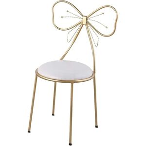 Coiffeuse Chaise de Maquillage Chambre ménage en Or Fauteuil Fille Nail Chaise Lecture Chaise à nœud Papillon décoration Table Casse-Table,Blanc - Publicité