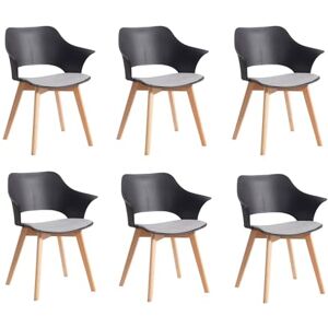 BenyLed Lot de 6 chaises de Salle à Manger avec Revêtement en Tissu ; Chaises de Salon Chaises Longues Design Sculpté en Creux avec Accoudoir (Noir) - Publicité