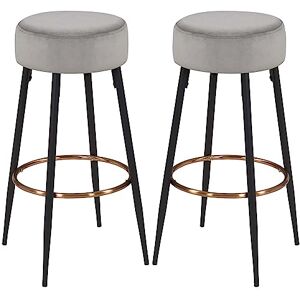 DUHOME Tabouret de Bar Lot de 2 en Tissu Velours Rond Pieds en métal Hauteur 80 cm sélection de Couleur 5168A, Couleur:Gris, matière:Velours - Publicité