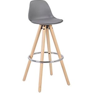 WOLTU ® BH45gr-1,1X Tabouret de Bar en Similicuir siège + Repose-Pieds Design Cuisine Tabouret en Bois Pieds,Gris - Publicité