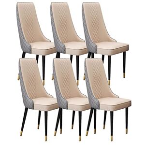 TrUkd Lot de 6 chaises de salle à manger de cuisine en cuir microfibre, dossier haut, siège souple rembourré, pieds en métal robustes en acier au carbone (couleur : kaki + gris foncé) (kaki + gris fonc - Publicité