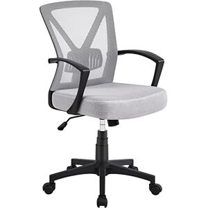 Yaheetech Chaise de Bureau Ergonomique Fauteuil Bureau Pivotant en Maille Respirant Support Lombaire Réglable Gris Clair - Publicité