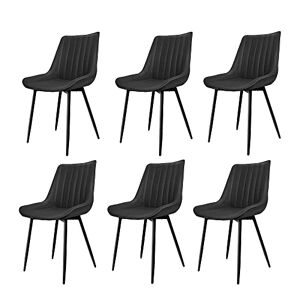 LANTUS Lot de 6 Chaises De Salle à Manger,Chaise De Cuisine RembourréE,Chaise De Salle à Manger avec Pieds MéTalliques Noirs,Convient pour La Salle à Manger, La Coiffeuse-Noir-6PC - Publicité