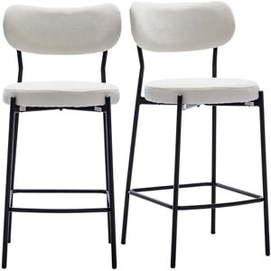 DUHOME Lot de 2 Tabourets de Bar avec Dossier, Bistro Chaise de Bar Assise Sièges Rembourrés en Velours, Tabouret Bar Industriel pour Cuisine, Salle à Manger, Bistrot, Bar, Café, Beige - Publicité