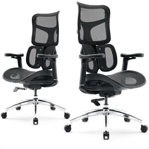 SIHOO Doro S100 Chaise de Bureau Ergonomique avec Un Soutien Lombaire Dynamique Double, Dossier réglable sur 5 Niveaux, accoudoirs coordonnés en 4D, Angle d'inclinaison Maximal de 135 degrés, Noir - Publicité