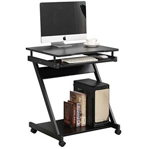 SogesPower Escritorio Portátil pour Ordinateur, Petit Bureau Double, avec Roues Universelles Verrouillables et Plateau pour Clavier, 60 x 46 x 73 cm, Noir - Publicité