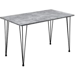 [en.casa] Table de Salle à Manger Cuisine Salon pour 4 Personnes Plateau MDF Pieds Acier Épingle à Cheveux 120 x 70 x 75 cm Effet Béton et Noir - Publicité