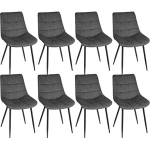 homewell Lot de 8 chaises de Salle à Manger, de Cuisine, de Cuisine, de Salon, avec Dossier Ergonomique et Pieds en Acier, Assise en Velours, Bon Toucher (8, Noir) - Publicité