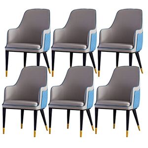 SOYDAN Lot de 6 chaises de salle à manger modernes en cuir avec dossier haut rembourré et siège souple pour salon, pieds en métal, chaises de réception de loisirs (couleur : gris clair + bleu ciel) - Publicité