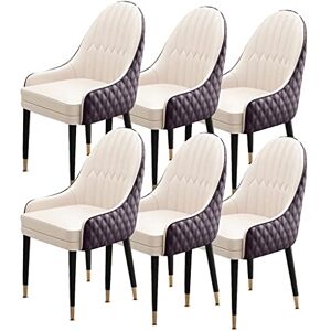 FZZIBQYR Lot de 6 chaises de Cuisine, Salle à Manger, Cuisine, Salle à Manger, Pieds en Bois, fauteuils d'appoint Modernes, siège rembourré en Cuir Microfibre (Couleur : F) - Publicité