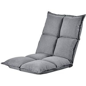 [en.casa] Siège de Sol Rembourré avec Dossier Réglable Chaise Assise Coussin Lit 100% Polyester Éponge Métal Gris Clair 110 x 55 x 11 cm - Publicité