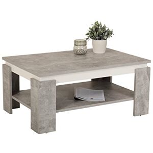 Apollo Tim II Table Basse, Bois d'ingénierie, Béton/Blanc, 60 x 90 x 41 cm - Publicité