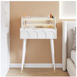 GaRcan Coiffeuse en Bois Blanc, Table de Maquillage Moderne avec 1 Grand tiroir et 2 étagères de Rangement, adaptée aux Petits espaces (Couleur : C, Taille : 60 x 45 x 95 cm) (D 50 x 45 x - Publicité