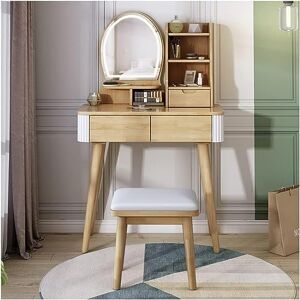 MODINK Coiffeuse de Maquillage avec 3 écrans tactiles Couleur, Miroir à intensité Variable, Bureau Moderne et Minimaliste pour Chambre à Coucher, avec 2 Grands tiroirs, Armoire de Rangement, Tabouret re - Publicité