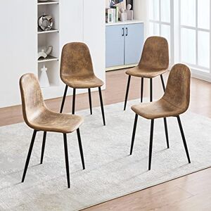 FurnitureR Lot de 4 Chaises Simili Suede Scandinave Vintage Rétro pour Cuisine, Salle à Manger, Salon, Marron, Métal, 40 x 38,5 x 85 cm - Publicité