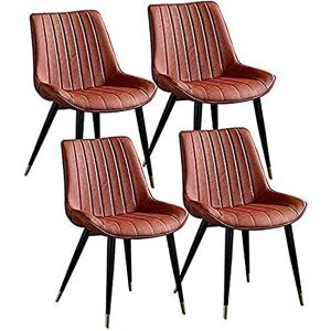 CuLtP Lot de 4 chaises de Cuisine Vintage pour Salle à Manger, siège et Dossier épais en Cuir, Pieds en métal, chaises de Salon (Couleur : Camel) (Orange) - Publicité