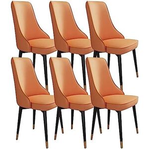 CEMELI Lot de 6 chaises de salle à manger en cuir synthétique confortables chaises d'appoint cuisine, balcon, canapé, chaise en acier au carbone, coiffeuse, chaise de maquillage (couleur : orange, - Publicité