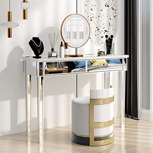 Alightup Table Console avec Plateau en Miroir, Table d’entrée, Console Meuble Miroir avec 2 Tiroir, Table d'appoint, 105 x 36 x 76 cm, pour Salon, Entrée, Couloir - Publicité