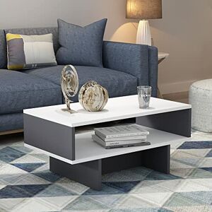 [en.casa] Table Basse Design Rectangulaire pour Salon avec Surface de Rangement Panneau de Particules 37 x 80 x 45 cm Blanc Anthracite - Publicité