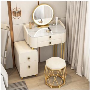 GaRcan Coiffeuse en Bois avec Miroir pivotant à 360°, 3 Modes d'éclairage, Ensemble de Bureau de Maquillage avec Armoire rétractable et Tabouret (Couleur : Orange, Taille : 50 cm) (Orange - Publicité