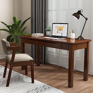 KUviez Bureau d'ordinateur en Bois Massif avec 2 tiroirs – Bureau Moderne pour étude et Table de Travail - Publicité