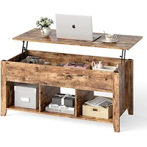 LIFEZEAL Table basse relevable, table basse pour salon, 104,5 x 49,5 x 48,5 – 61 cm, meuble en bois avec grand rangement, table d'appoint avec espace caché et 3 compartiments - Publicité