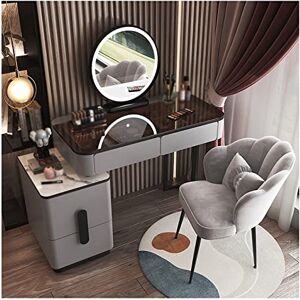 UsmAsk Coiffeuse Moderne en Verre, Bureau de Maquillage, Coiffeuse Moderne Simple et avancée en Bois, Coiffeuse de Rangement pour Chambre à Coucher, Miroir Intelligent, Ensemble de tabourets de Maquillage E - Publicité