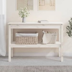 Rantry Table console blanche 110 x 40 x 75 cm en bois massif de pin, table de salon, table de bureau, chambre à coucher jardin - Publicité