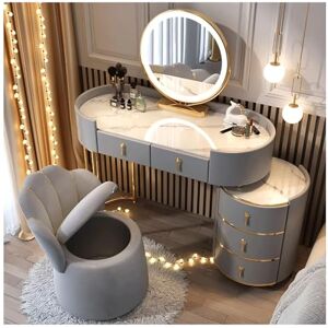 FCYNNV Coiffeuse, Coiffeuse avec miroir éclairé de style cylindre, ensemble de coiffeuse permettant d'économiser de l'espace, table de maquillage pour la maison, la chambre à coucher, coiffeuse (A 39,3 pouce - Publicité